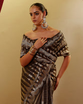 Handwoven Charcoal Grey Saree